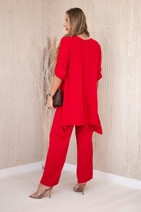 Set of blouse + pants with pendant 1025A / – Red цвет / color | Lexline Fashion