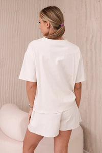 Set of blouse + shorts with a print 6919D / – Beige цвет / color | Lexline Fashion