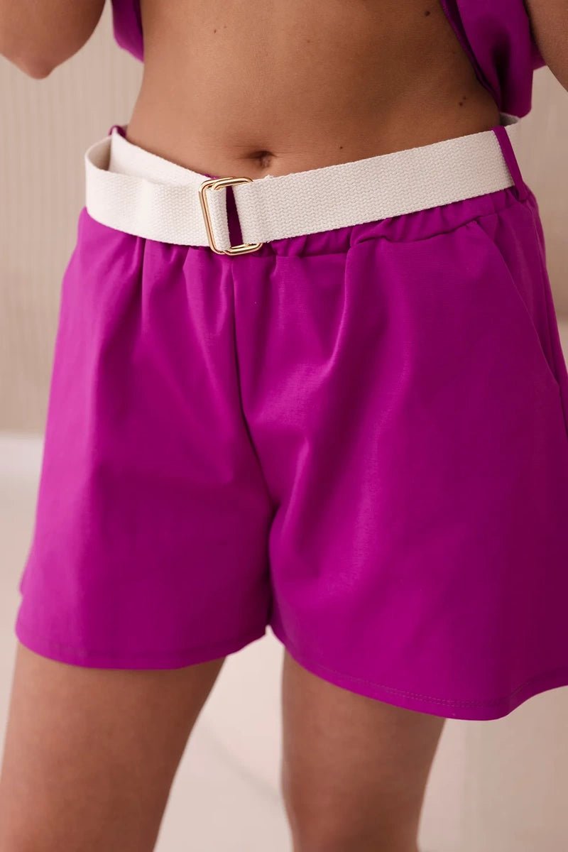 Set of blouse + shorts with a print 6919D / – Dark || purple цвет / color | Lexline Fashion