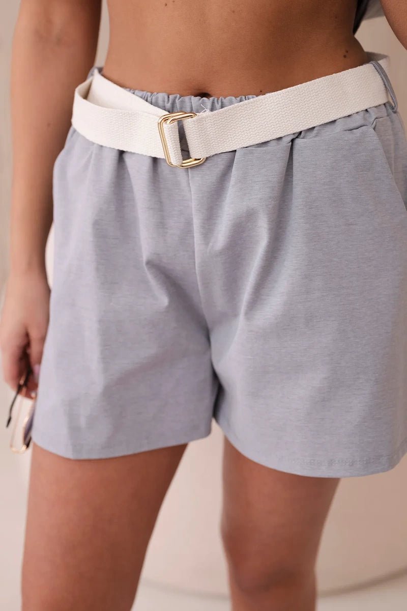 Set of blouse + shorts with a print 6919D / – Gray цвет / color | Lexline Fashion