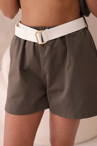 Set of blouse + shorts with a print 6919D / – Khaki цвет / color | Lexline Fashion