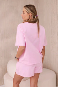 Set of blouse + shorts with a print 6919D / – Light || Pink цвет / color | Lexline Fashion