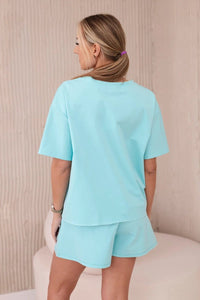 Set of blouse + shorts with a print 6919D / – Mint цвет / color | Lexline Fashion