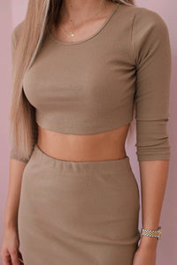 Set of blouse with a skirt 9084 / – Camel цвет / color | Lexline Fashion