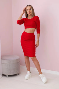 Set of blouse with a skirt 9084 / – Red цвет / color | Lexline Fashion