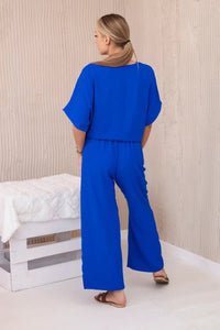 Set of blouse with pants 5963 / – Blue cornflower цвет / color | Lexline Fashion