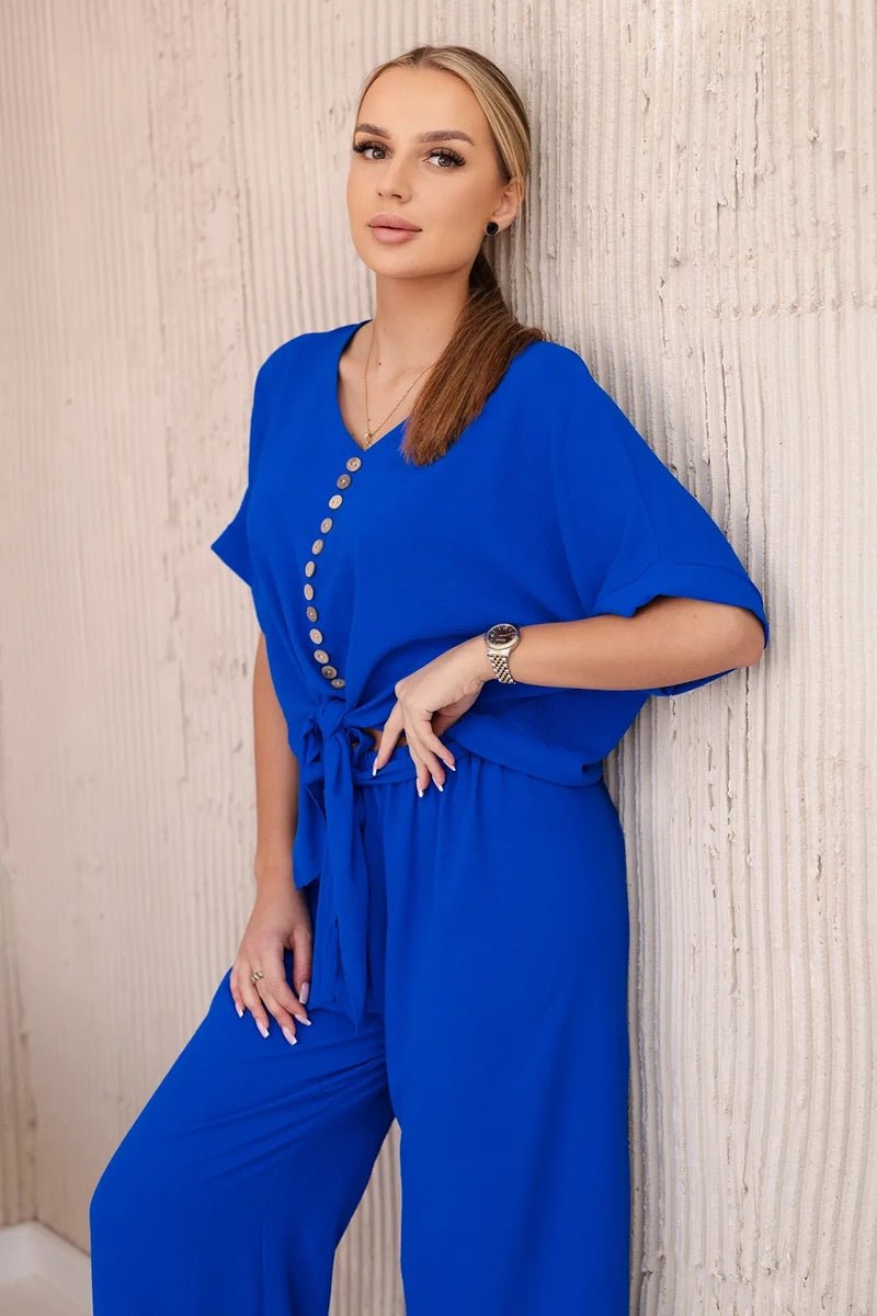 Set of blouse with pants 5963 / – Blue cornflower цвет / color | Lexline Fashion