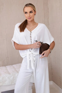 Set of blouse with pants 5963 / – Ecru цвет / color | Lexline Fashion