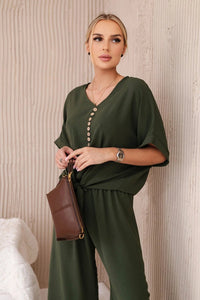 Set of blouse with pants 5963 / – Khaki цвет / color | Lexline Fashion