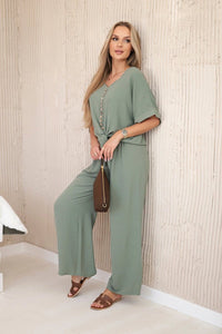 Set of blouse with pants 5963 / – Khaki || Light цвет / color | Lexline Fashion