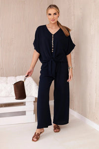 Set of blouse with pants 5963 / – Navy blue цвет / color | Lexline Fashion