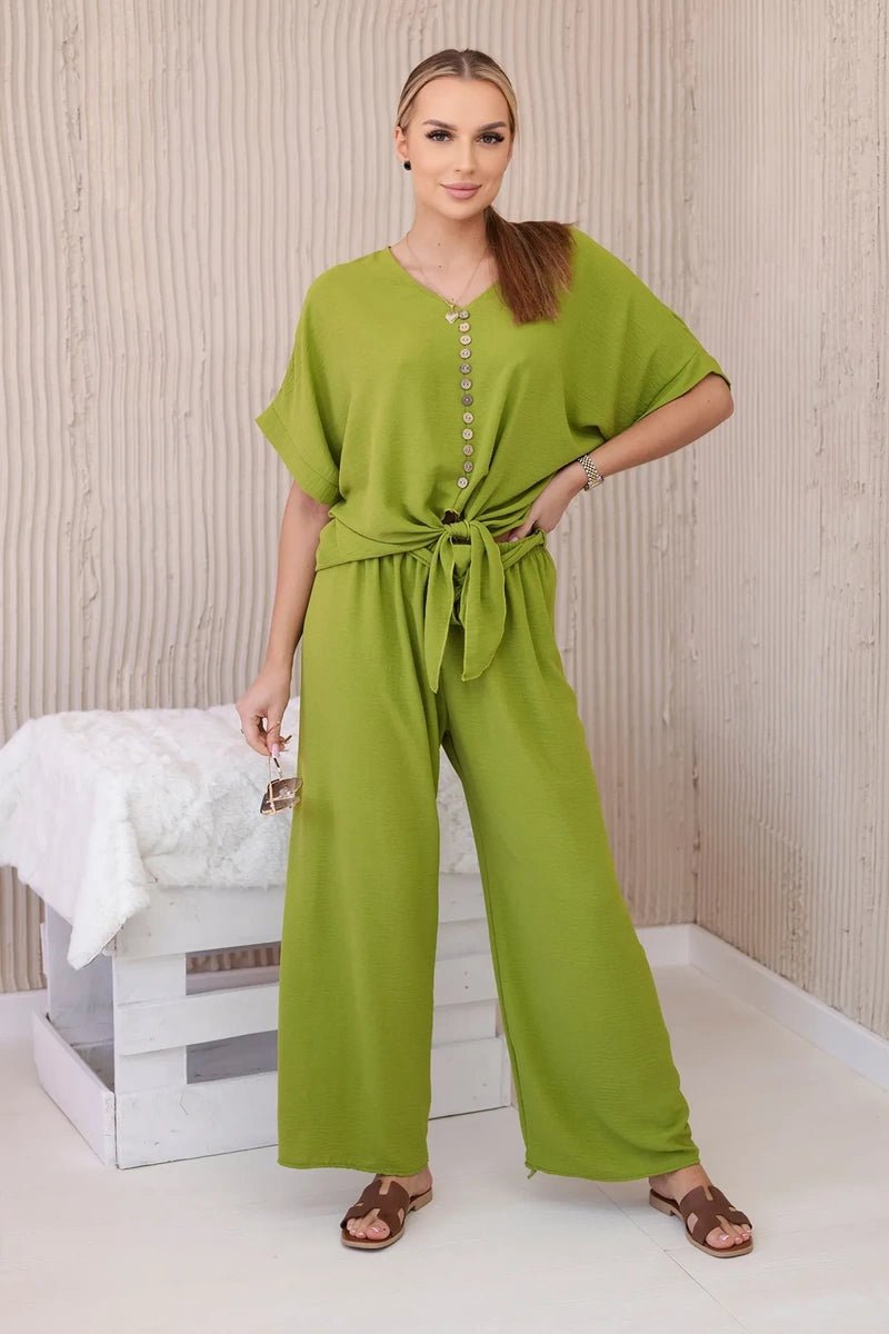 Set of blouse with pants 5963 / – Olive цвет / color | Lexline Fashion