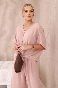 Set of blouse with pants 5963 / – Powder || Dark цвет / color | Lexline Fashion