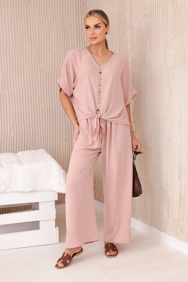 Set of blouse with pants 5963 / – Powder || Dark цвет / color | Lexline Fashion