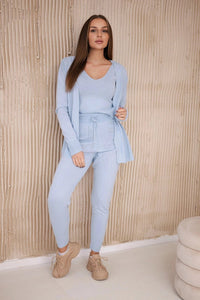 Set of Cardigan, Blouse and Pants 2021 - 4 / – Blue цвет / color | Lexline Fashion