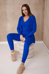 Set of Cardigan, Blouse and Pants 2021 - 4 / – Blue cornflower цвет / color | Lexline Fashion