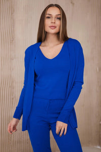 Set of Cardigan, Blouse and Pants 2021 - 4 / – Blue cornflower цвет / color | Lexline Fashion