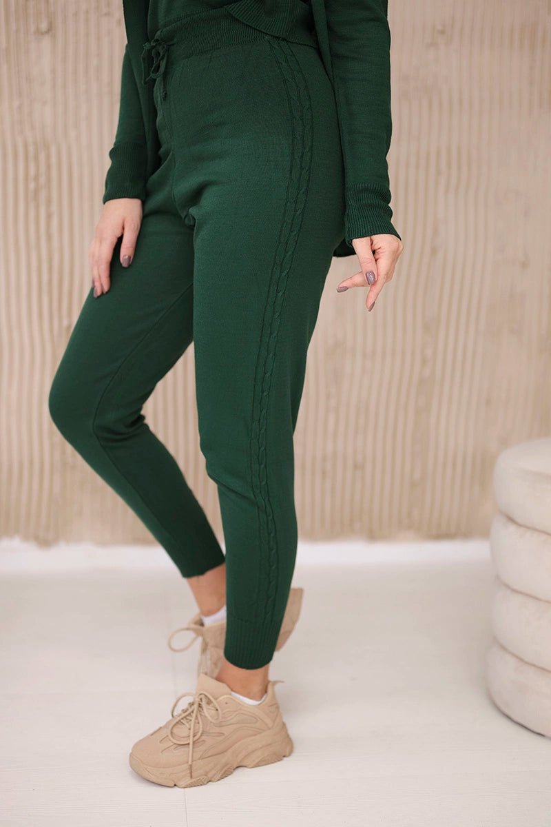 Set of Cardigan, Blouse and Pants 2021 - 4 / – Green || Dark цвет / color | Lexline Fashion