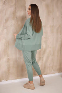 Set of Cardigan, Blouse and Pants 2021 - 4 / – Mint || Dark цвет / color | Lexline Fashion