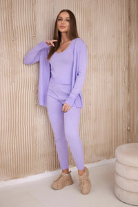 Set of Cardigan, Blouse and Pants 2021 - 4 / – Purple цвет / color | Lexline Fashion