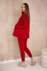 Set of Cardigan, Blouse and Pants 2021 - 4 / – Red цвет / color | Lexline Fashion