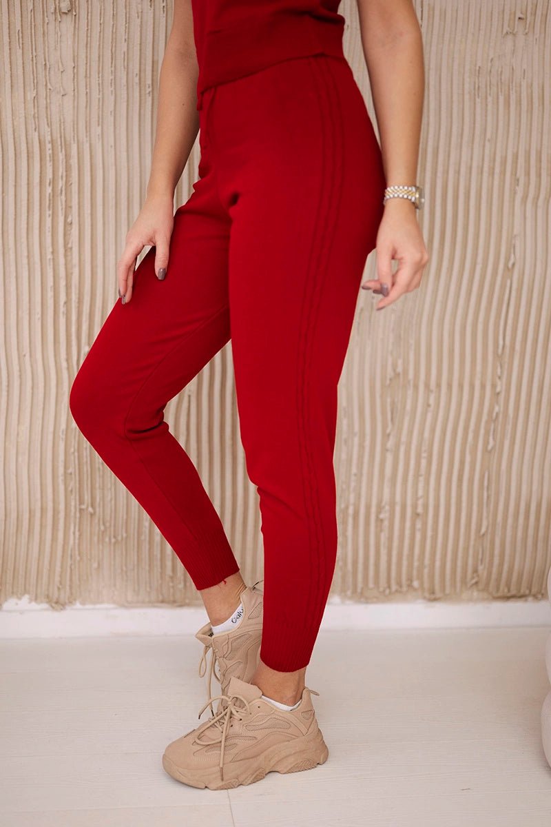 Set of Cardigan, Blouse and Pants 2021 - 4 / – Red цвет / color | Lexline Fashion