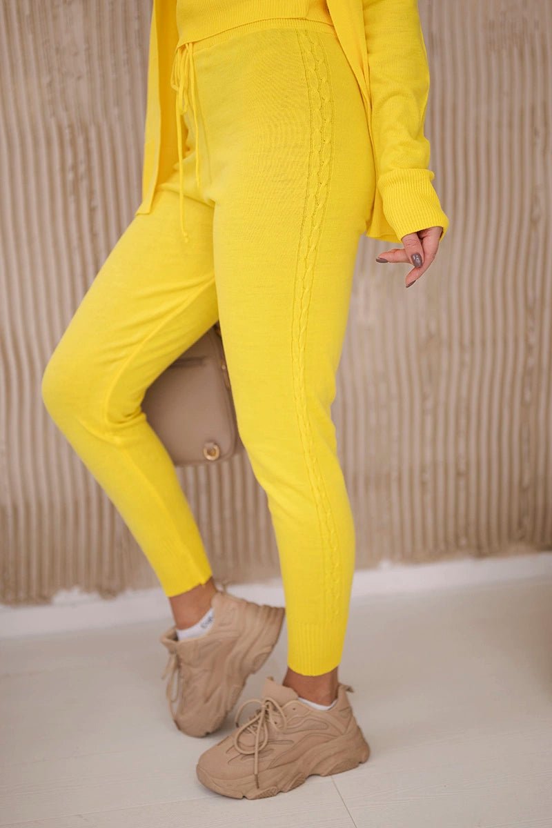 Set of Cardigan, Blouse and Pants 2021 - 4 / – Yellow цвет / color | Lexline Fashion
