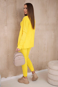 Set of Cardigan, Blouse and Pants 2021 - 4 / – Yellow цвет / color | Lexline Fashion