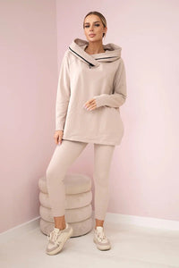 Set of cotton hoodie + leggings 9463 / – Beige цвет / color | Lexline Fashion