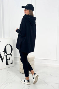 Set of cotton hoodie + leggings 9463 / – Black цвет / color | Lexline Fashion