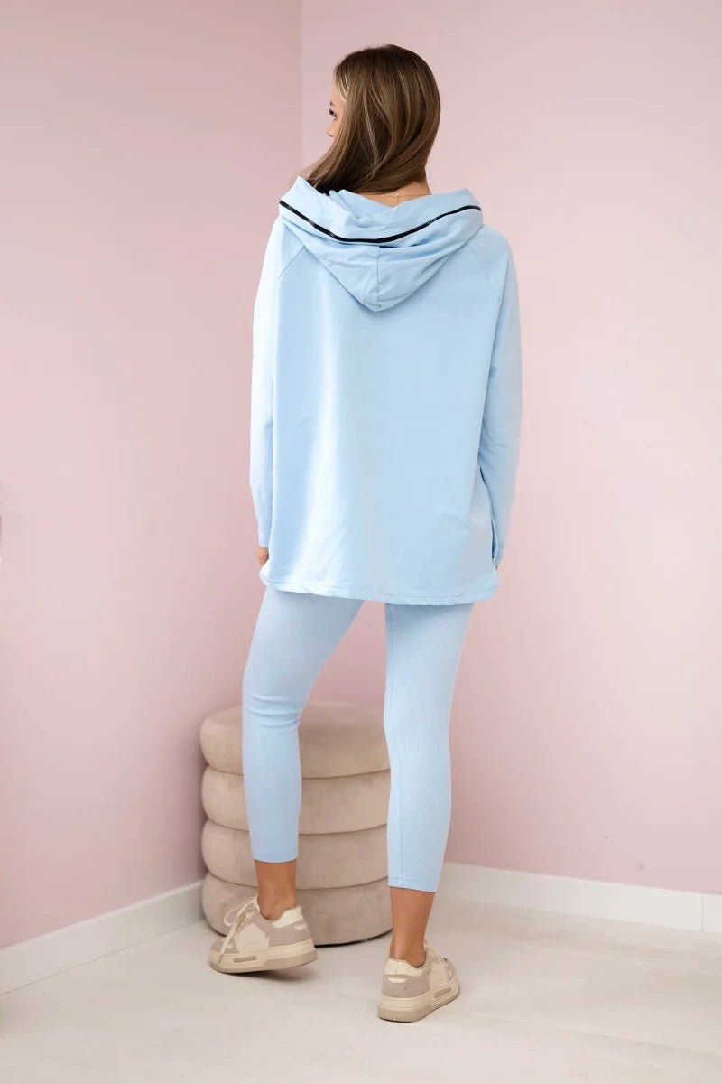 Set of cotton hoodie + leggings 9463 / – Blue цвет / color | Lexline Fashion