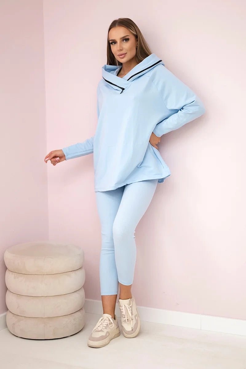 Set of cotton hoodie + leggings 9463 / – Blue цвет / color | Lexline Fashion