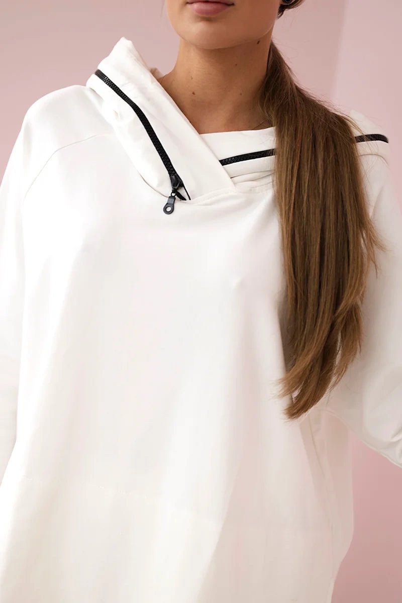 Set of cotton hoodie + leggings 9463 / – Ecru цвет / color | Lexline Fashion