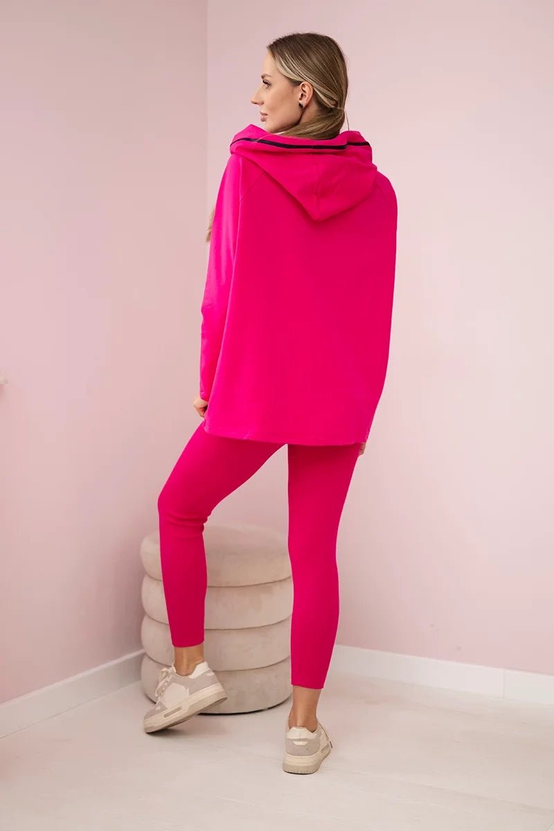 Set of cotton hoodie + leggings 9463 / – Fuchsia цвет / color | Lexline Fashion