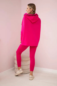 Set of cotton hoodie + leggings 9463 / – Fuchsia цвет / color | Lexline Fashion