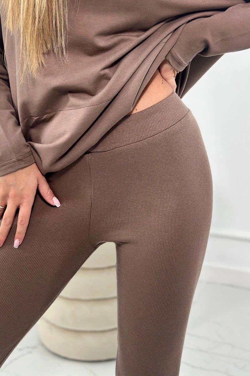 Set of cotton hoodie + leggings 9463 / – Mocca цвет / color | Lexline Fashion