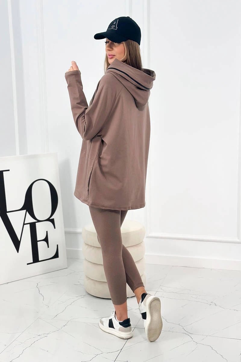 Set of cotton hoodie + leggings 9463 / – Mocca цвет / color | Lexline Fashion