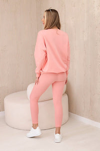 Set of cotton sweatshirt + leggings 9454 / – Apricot цвет / color | Lexline Fashion