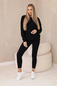 Set of cotton sweatshirt + leggings 9454 / – Black цвет / color | Lexline Fashion