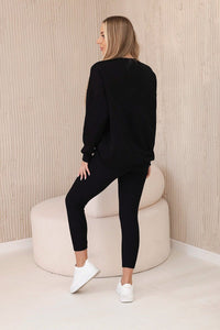 Set of cotton sweatshirt + leggings 9454 / – Black цвет / color | Lexline Fashion