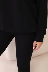 Set of cotton sweatshirt + leggings 9454 / – Black цвет / color | Lexline Fashion