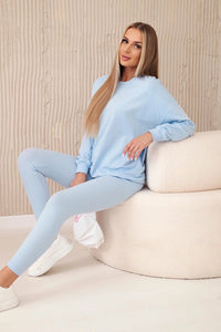 Set of cotton sweatshirt + leggings 9454 / – Blue цвет / color | Lexline Fashion