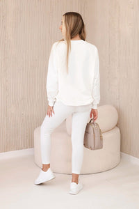 Set of cotton sweatshirt + leggings 9454 / – Ecru цвет / color | Lexline Fashion