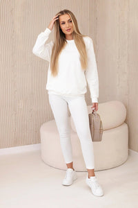 Set of cotton sweatshirt + leggings 9454 / – Ecru цвет / color | Lexline Fashion