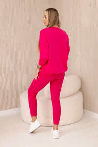 Set of cotton sweatshirt + leggings 9454 / – Fuchsia цвет / color | Lexline Fashion