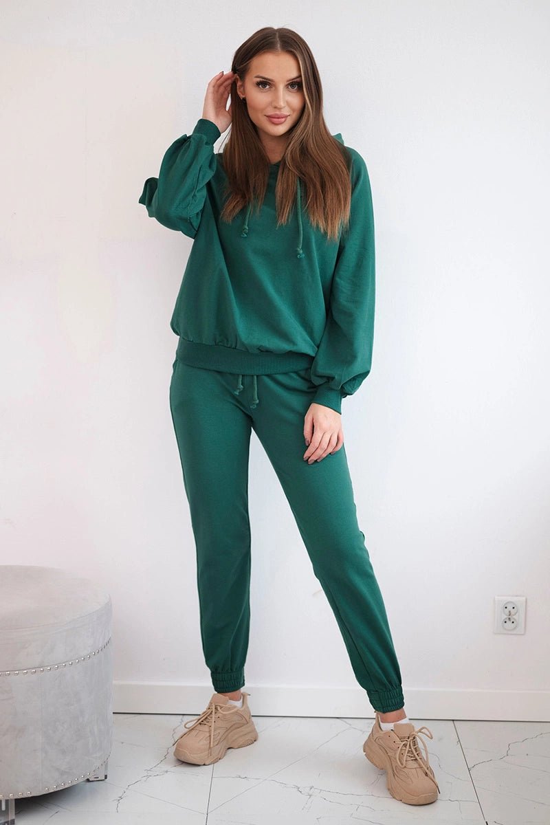 Set of hoodie and pants 9337 / – Green цвет / color | Lexline Fashion