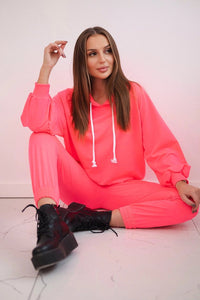 Set of hoodie and pants 9337 / – Neon pink цвет / color | Lexline Fashion