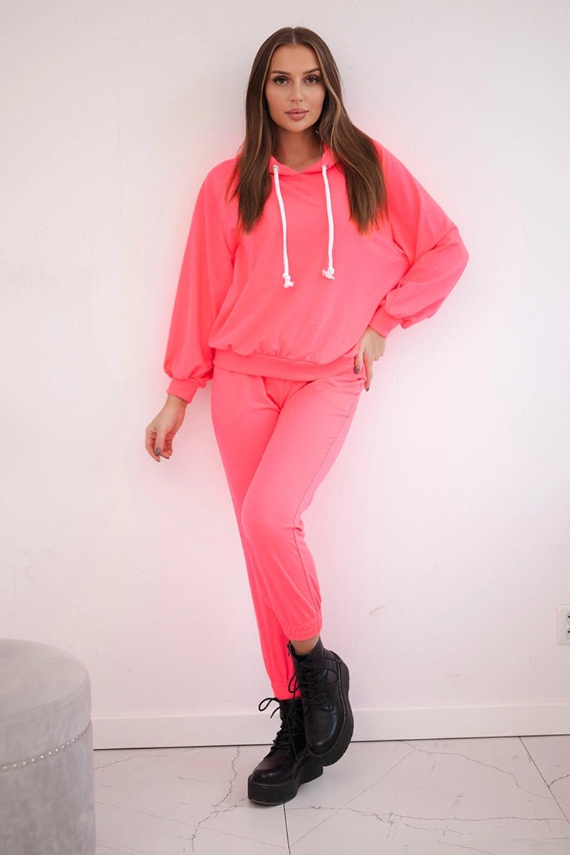 Set of hoodie and pants 9337 / – Neon pink цвет / color | Lexline Fashion
