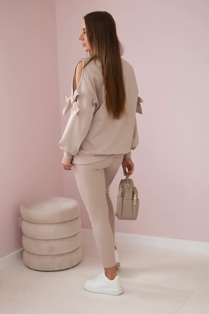 Set of sweatshirt and leggings 9801 / – Beige цвет / color | Lexline Fashion