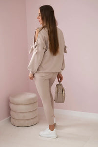 Set of sweatshirt and leggings 9801 / – Beige цвет / color | Lexline Fashion